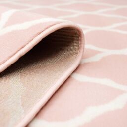 Kukoon Blush Pink White Classic Trellis Living Area Rug in Light Pink - Size: 60 cm x 240 cm - thumbnail 5