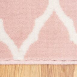 Kukoon Blush Pink White Classic Trellis Living Area Rug in Light Pink - Size: 60 cm x 240 cm - thumbnail 6