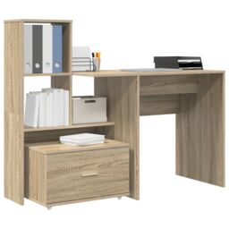 Berkfield Home with Drawer with Shelf with Storage Sonoma oak 131.5 x 50 x 106.5 cm Engineered wood in Brown - thumbnail 3