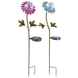mysmartbuy Solar Powered Daisy Design Globe Stake Light - Flower Shaped Metal & Glass Outdoor Garden Lighting Ornament - Measures H74cm in Pink - thumbnail 2