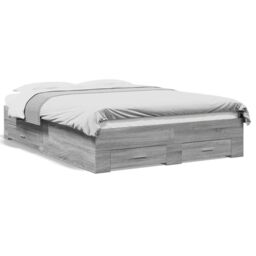 Berkfield Home Bed Frame with Drawers without Mattress Grey Sonoma 135x190 cm Double - thumbnail 2