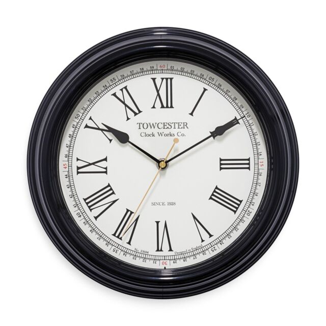 Acctim Redbourn Wall Clock Metal Case Roman Numerals Spade Hands 30cm in Black - image 1