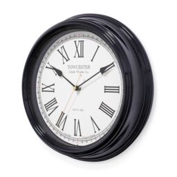 Acctim Redbourn Wall Clock Metal Case Roman Numerals Spade Hands 30cm in Black - thumbnail 4