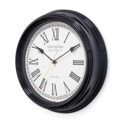Acctim Redbourn Wall Clock Metal Case Roman Numerals Spade Hands 30cm in Black - thumbnail 5