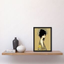 Artery8 Klimt Style Woman in Multi Coloured Shawl Painting Artwork Framed Wall Art Print A4 in Black - thumbnail 2
