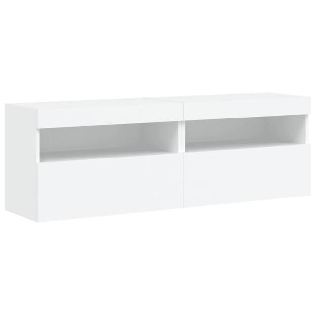 Berkfield Home TV Wall Cabinets with LED Lights 2 pcs White 60x30x40 cm - Size: 60 x 30 x 40 cm - image 1