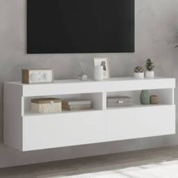 Berkfield Home TV Wall Cabinets with LED Lights 2 pcs White 60x30x40 cm - Size: 60 x 30 x 40 cm - thumbnail 2