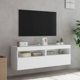 Berkfield Home TV Wall Cabinets with LED Lights 2 pcs White 60x30x40 cm - Size: 60 x 30 x 40 cm - thumbnail 5