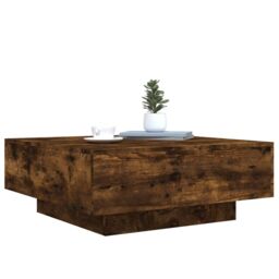 Berkfield Home Coffee Table Smoked Oak 80x80x31 cm Engineered Wood in Brown - Size: 80 x 80 x 31 cm - thumbnail 4