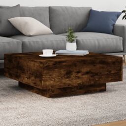 Berkfield Home Coffee Table Smoked Oak 80x80x31 cm Engineered Wood in Brown - Size: 80 x 80 x 31 cm - thumbnail 1