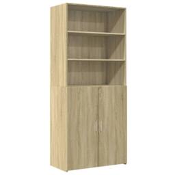Berkfield Home Highboard Sonoma Oak 80x42.5x185 cm Engineered Wood in Light Tan - thumbnail 2
