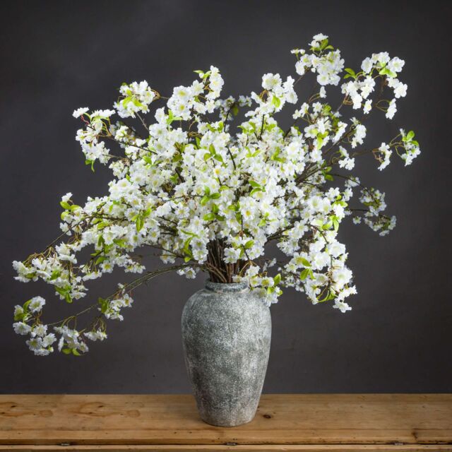 Love Lace White Cherry Blossom Spray Artificial Flower in Burgundy - image 1