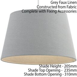 "Loops 12"" Inch Round Tapered Drum Lamp Shade Grey Linen Fabric Cover Simple Elegant" - thumbnail 2