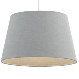 "Loops 12"" Inch Round Tapered Drum Lamp Shade Grey Linen Fabric Cover Simple Elegant"