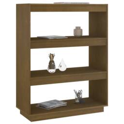 Berkfield Home Beautiful Book Cabinet/Room Divider Honey Brown 80x35x103 cm Soli - Size: 80 x 35 x 103 cm - thumbnail 4
