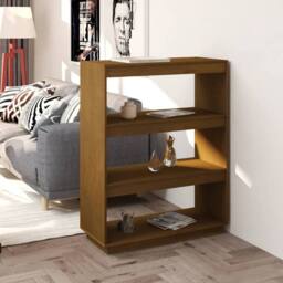 Berkfield Home Beautiful Book Cabinet/Room Divider Honey Brown 80x35x103 cm Soli - Size: 80 x 35 x 103 cm - thumbnail 2