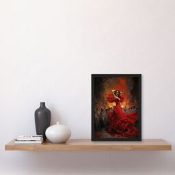 "Artery8 Wall Art Print Carmen Dancing Oil Painting Fiery Gypsy Seductive Dance In Red Dress Art Framed - Size: W12"" x H16""" - thumbnail 4