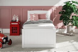 Time4sleep Maxistore 3 Door Pink Wooden Storage Single Bed Frame in White - thumbnail 2