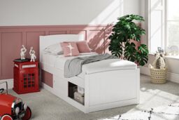 Time4sleep Maxistore 3 Door Pink Wooden Storage Single Bed Frame in White - thumbnail 4
