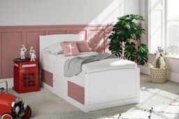 Time4sleep Maxistore 3 Door Pink Wooden Storage Single Bed Frame in White - thumbnail 3