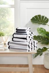Rapport Home Amalfi 6 Piece Cotton Towels Bale Set Striped Soft Quick Dry Absorbent in Black - thumbnail 1