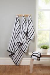 Rapport Home Amalfi 6 Piece Cotton Towels Bale Set Striped Soft Quick Dry Absorbent in Black - thumbnail 2