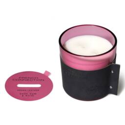 French Connection Leather Effect Candle Dark Rum & Rose 340g Single Wick in Pink - thumbnail 1