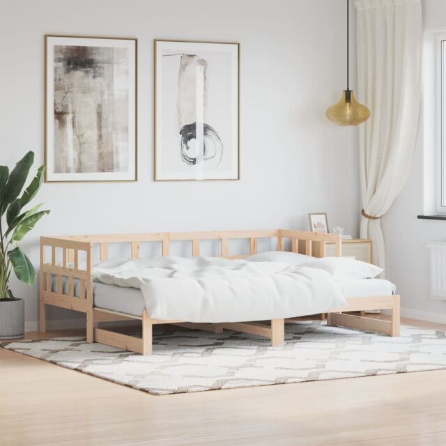 Berkfield Home Daybed with Trundle 80x200 cm Solid Wood Pine in Brown - image 1