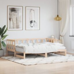 Berkfield Home Daybed with Trundle 80x200 cm Solid Wood Pine in Brown - thumbnail 1