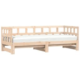 Berkfield Home Daybed with Trundle 80x200 cm Solid Wood Pine in Brown - thumbnail 4