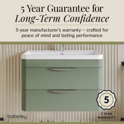 Balterley Contemporary Wall Hung 2 Drawer Bathroom Vanity Unit, Green, 800mm in Green - thumbnail 6