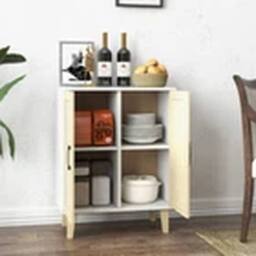 EONLION Wooden Sideboard Buffet Storage Cabinet TV Stand in White - thumbnail 4