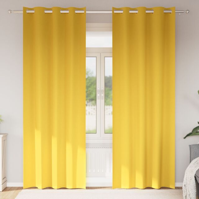 Berkfield Home Curtains 2 pcs Mustard yellow 260 x 140 cm Polyester - image 1