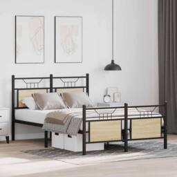 Berkfield Home Bed Frame without Mattress Sonoma Oak 120x200 cm Engineered Wood in Brown - Size: Small Double - thumbnail 5