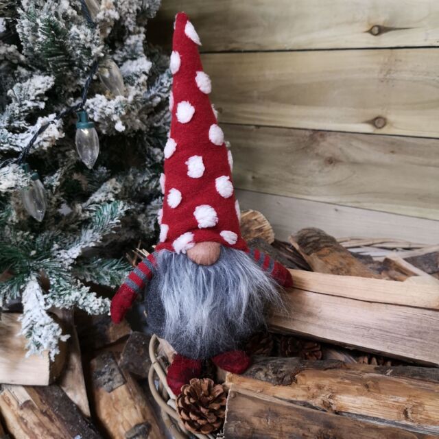 Samuel Alexander 32cm Festive Christmas Red & Grey Bearded Gonk with White Polka Dot Hat - image 1