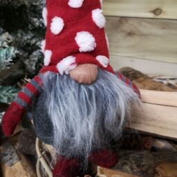 Samuel Alexander 32cm Festive Christmas Red & Grey Bearded Gonk with White Polka Dot Hat - thumbnail 2