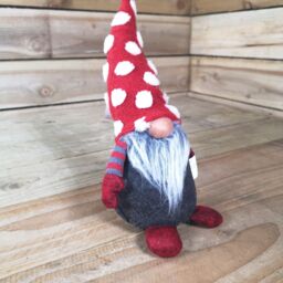 Samuel Alexander 32cm Festive Christmas Red & Grey Bearded Gonk with White Polka Dot Hat - thumbnail 5