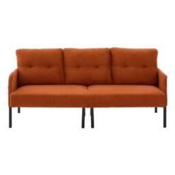 STILVORA 3-Seater Sofa with Side Pockets in Corduroy in Orange - thumbnail 4