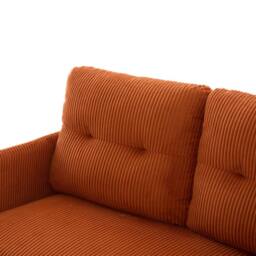 STILVORA 3-Seater Sofa with Side Pockets in Corduroy in Orange - thumbnail 7
