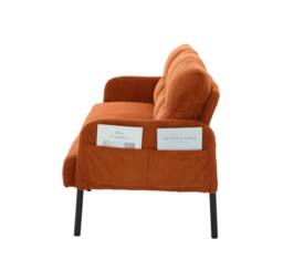 STILVORA 3-Seater Sofa with Side Pockets in Corduroy in Orange - thumbnail 6