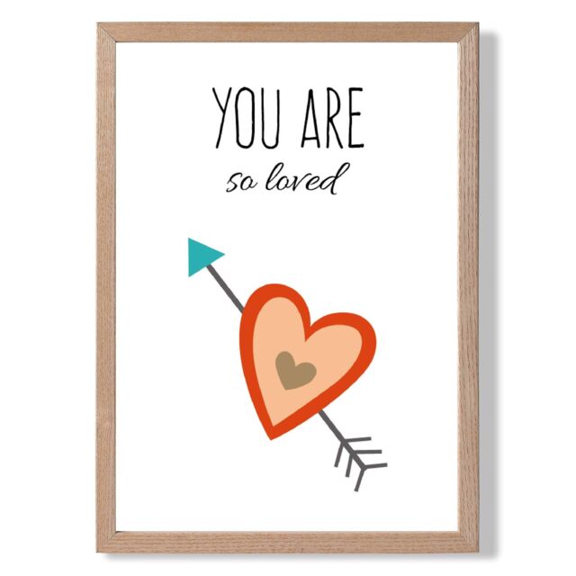 ARTZE You are So Loved Orange Tribal Quote Framed Print SIZE: A3 with Oak Frame - image 1