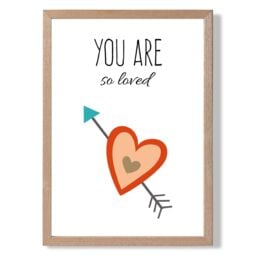 ARTZE You are So Loved Orange Tribal Quote Framed Print SIZE: A3 with Oak Frame