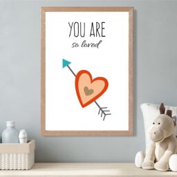 ARTZE You are So Loved Orange Tribal Quote Framed Print SIZE: A3 with Oak Frame - thumbnail 2