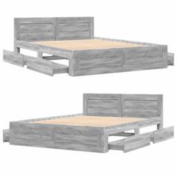 Berkfield Home Bed Frame with Headboard without Mattress Grey Sonoma 160x200 cm - thumbnail 8