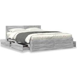 Berkfield Home Bed Frame with Headboard without Mattress Grey Sonoma 160x200 cm - thumbnail 4