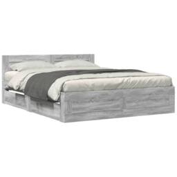 Berkfield Home Bed Frame with Headboard without Mattress Grey Sonoma 160x200 cm - thumbnail 1
