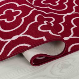 Desire Rugs Anti-Slip Quatrefoil Design Doormat - Machine Washable for Easy Care in Red - Size: 67 cm x 120 cm - thumbnail 3