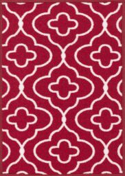 Desire Rugs Anti-Slip Quatrefoil Design Doormat - Machine Washable for Easy Care in Red - Size: 67 cm x 120 cm - thumbnail 2