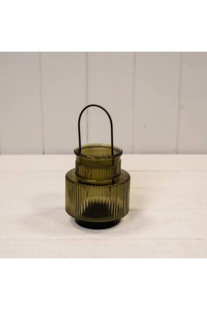 KDMD Olive Green Glass Candle Holder Small - image 1
