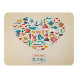 Benjamin Tate Design Love Heart Of Sealife & Nautical Items Blanket in Natural - Size: 120 cm x 150 cm - thumbnail 1